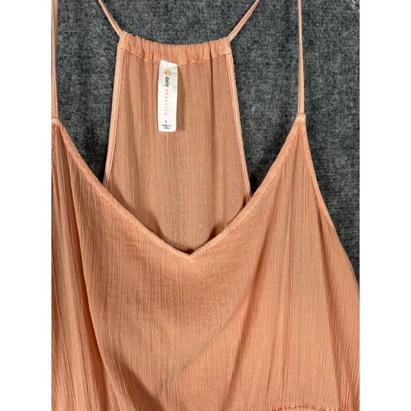 Anthropologie Daily Practice Pink Acid Wash Racerback Tank Dress Large High Low - Picture 11 of 11